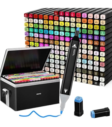 Maleta com 204 Canetas Touch Ponta Dupla – Perfeita para Artistas